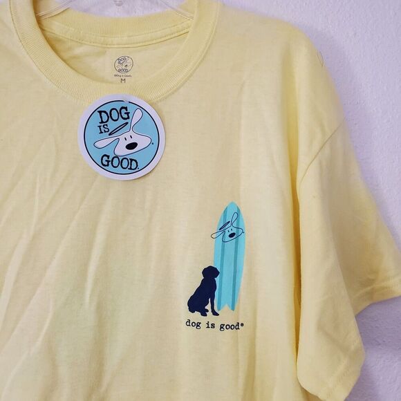 Dog Is Good T-shirt Live Life With Dog Yellow Surf Beach Mens Size Medium New - Picture 2 of 14